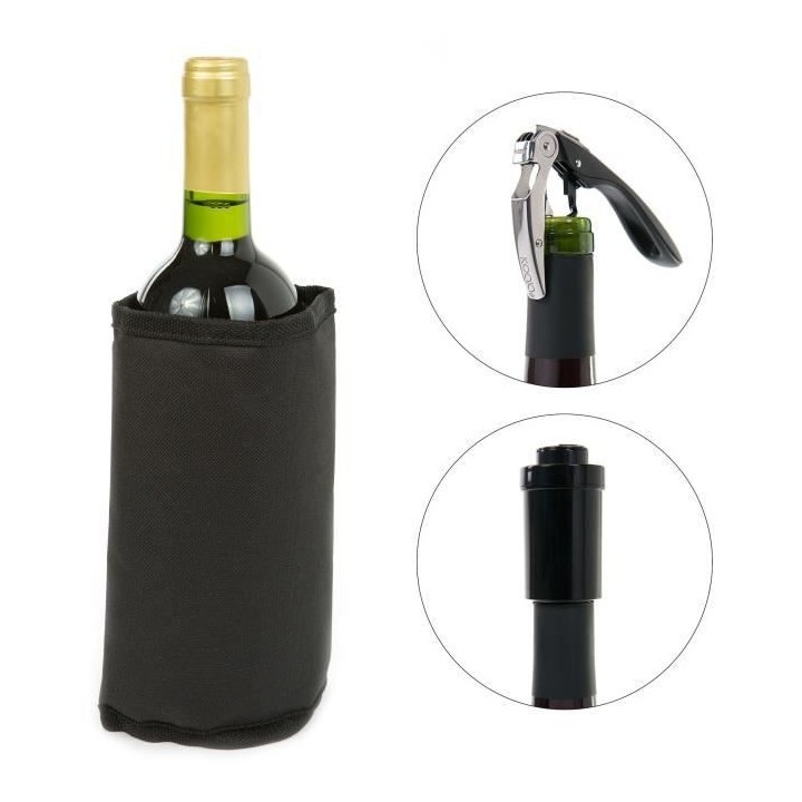 Set amateur de vin prestige - 1 tire-bouchon - 1 housse rafraichissant