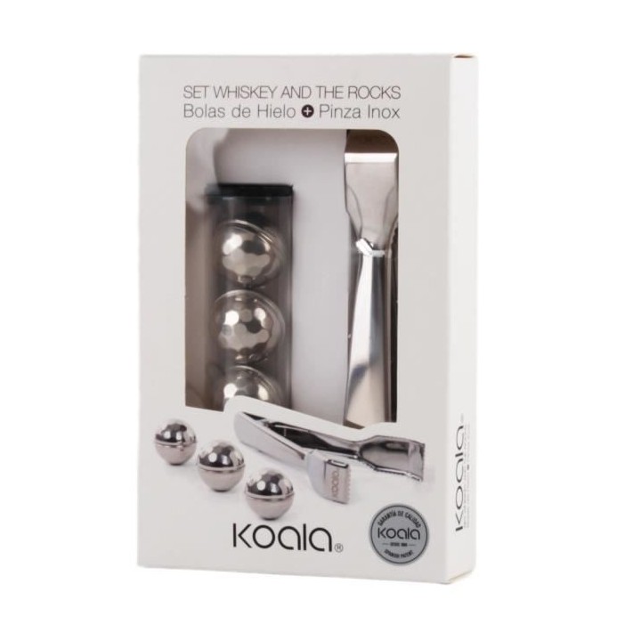 Set amateur de whisky - 1 pince a glace - 3 balles rafrachissantes