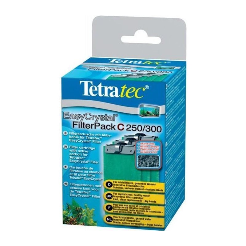 TETRA EasyCrystal C250/300 - Cartouche de Filtration au charbon pour filtres EasyCrystal 250 et 300 Brevetée - 3 cartouches