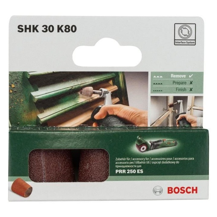 Lot de 3 abrasifs coniques Bosch (30mm, grain 80)