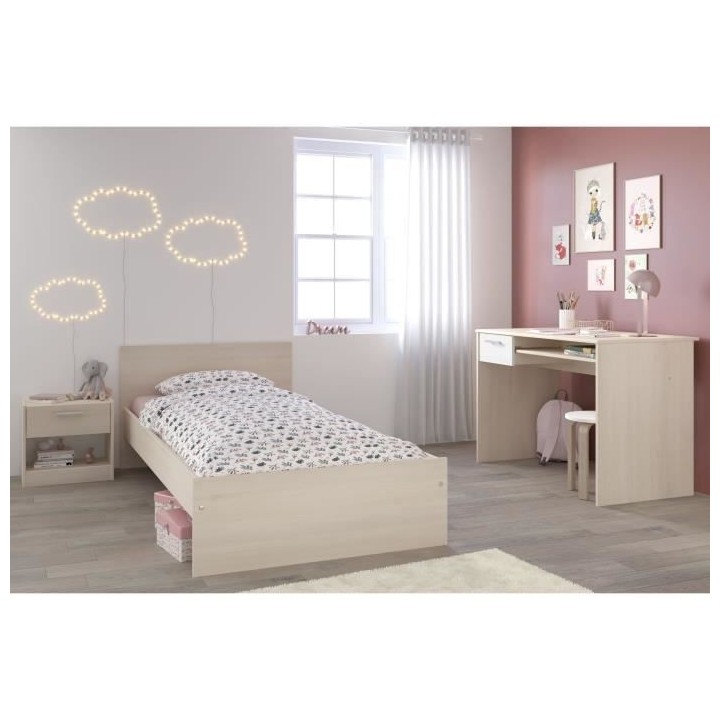 PARISOT Chambre enfant complete - Lit + chevet + bureau - Style contem