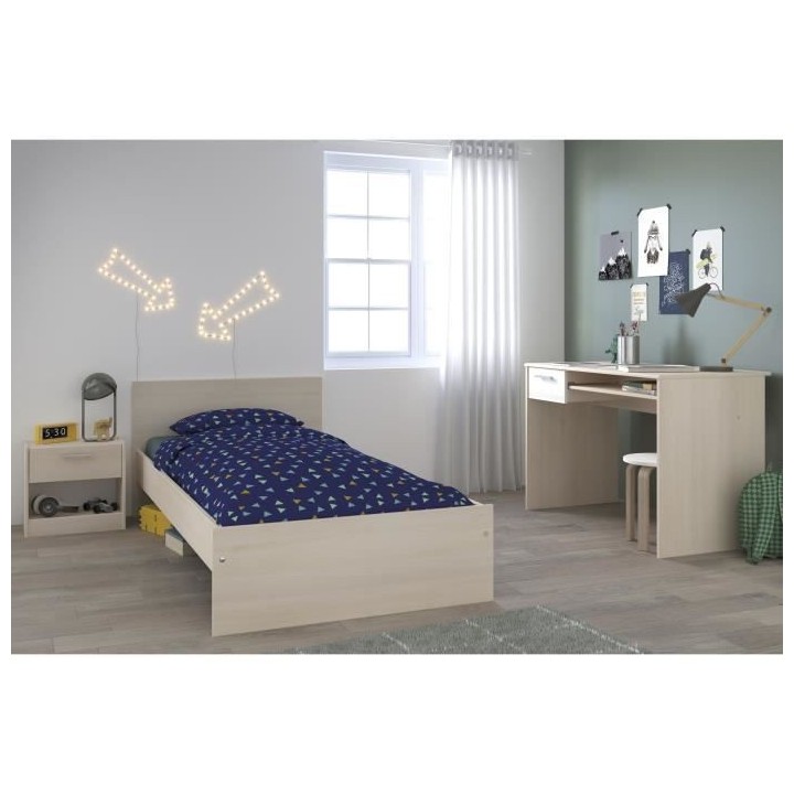 PARISOT Chambre enfant complete - Lit + chevet + bureau - Style contem