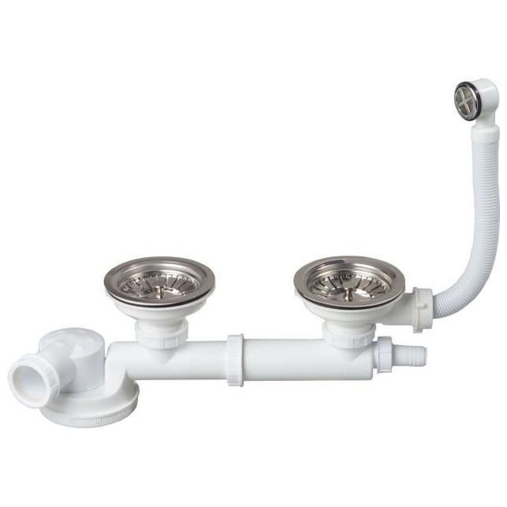 WIRQUIN Ensemble vidage 90mm complet évier 2 bacs