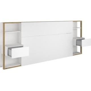 PARISOT Tete de Lit avec étageres + chevets - Décor chene artisan et