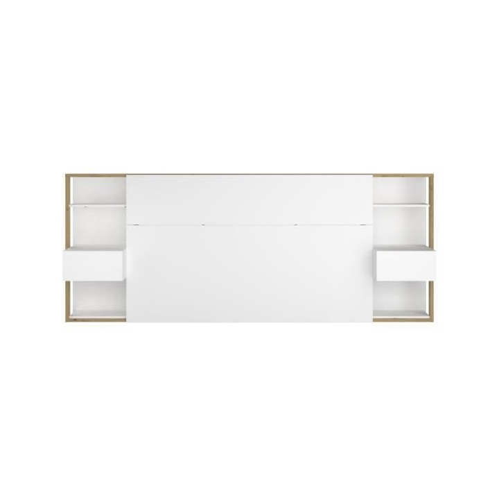 PARISOT Tete de Lit avec étageres + chevets - Décor chene artisan et