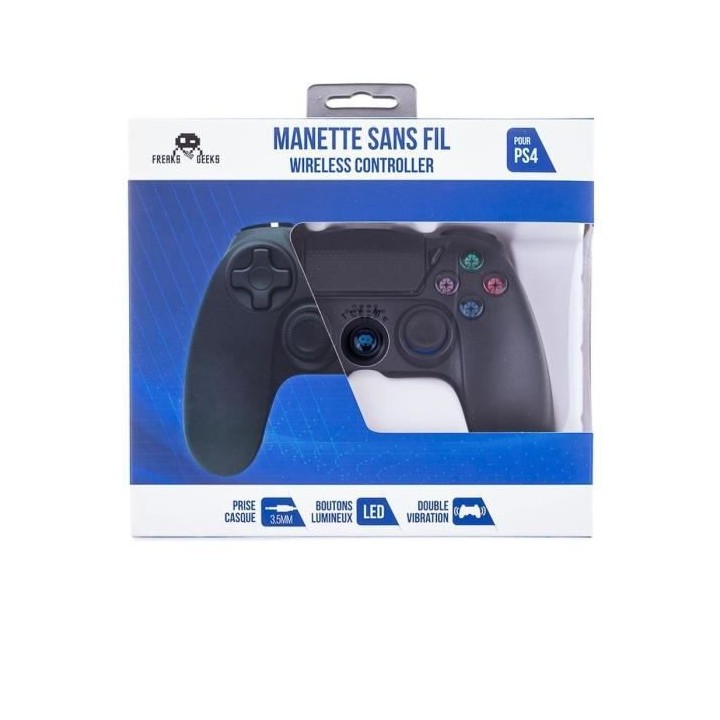Manette Sans Fil Noire avec Prise Jack pour casque et boutons lumineux