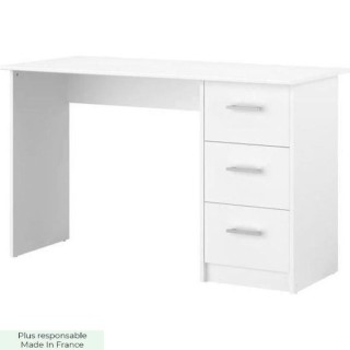 Bureau droit 3 tiroirs - Panneaux de particules - Décor Blanc - Scand