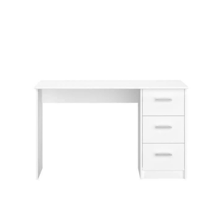 Bureau droit 3 tiroirs - Panneaux de particules - Décor Blanc - Scand