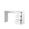 Bureau droit 3 tiroirs - Panneaux de particules - Décor Blanc - Scandinave - L 121 x P 55 x H 74 cm - ESSENTIELLE