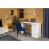 Bureau droit 3 tiroirs - Panneaux de particules - Décor Blanc - Scandinave - L 121 x P 55 x H 74 cm - ESSENTIELLE