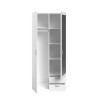 PARISOT Armoire 2 portes battantes avec 1 miroir + 2 tiroirs - Panneaux de particules - Blanc - L 81 x P 51 x H 185 cm - VARIA