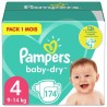 PAMPERS Baby-Dry Taille 4, 9-14 kg - 174 Couches - Pack 1 Mois