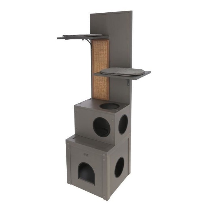 ECO Maison de jeu pour chat 42x42x152,5cm - Gris