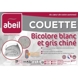 ABEIL Couette tempérée BICOLORE 140x200cm - Blanc & Gris chiné