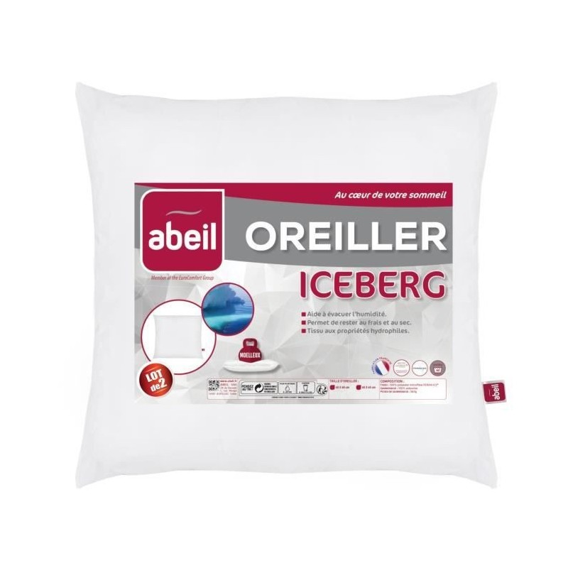 ABEIL Lot de 2 Oreillers moelleux ICEBERG 60x60cm