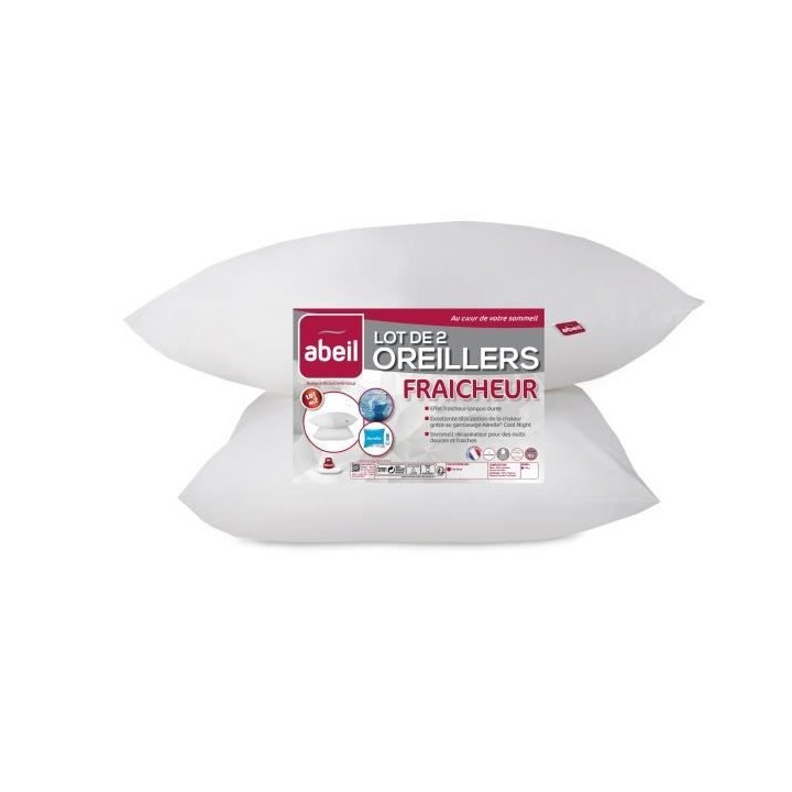 ABEIL Lot de 2 Oreillers Aerelle Cool Night - 60 x 60 cm - Blanc