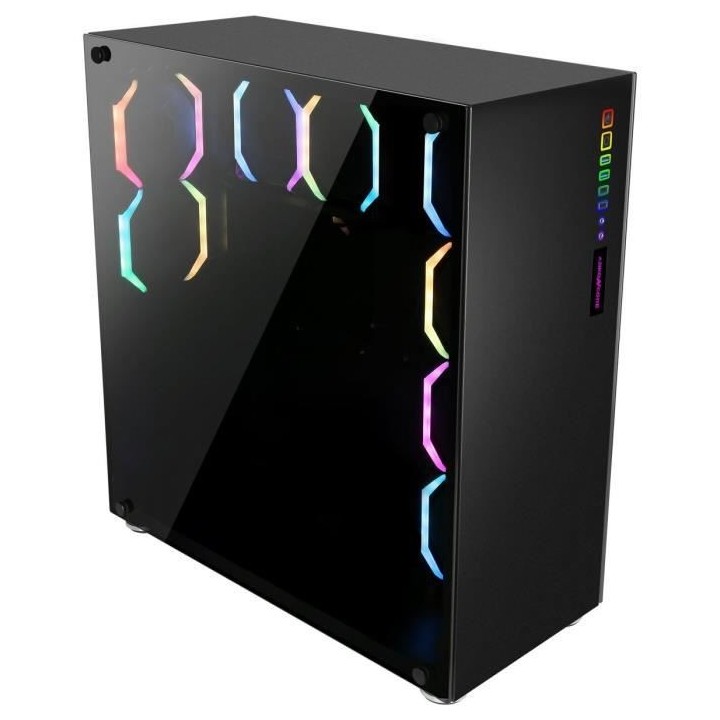 ABKONCORE BOITIER PC R780 Sync - rétro éclairage RGB - Noir - Verre