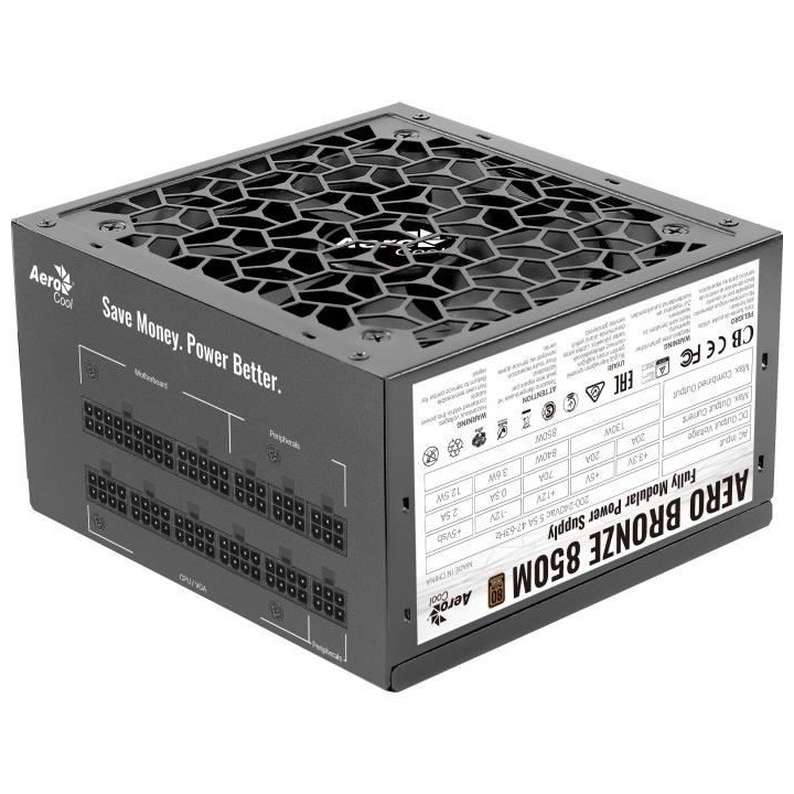 Alimentation PC modulaire - AEROCOOL - Aero Bronze 850M (80+Bronze) -