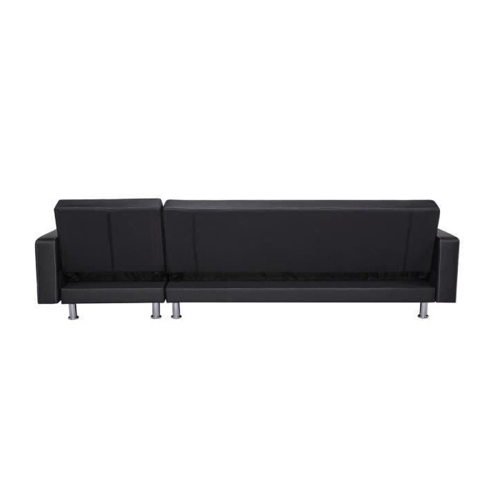 Canapé d'angle convertible réversible 3 places Ivana- Simili Noir -