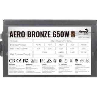 Alimentation PC non modulaire - AEROCOOL - Aero Bronze 650W (80+Bronze