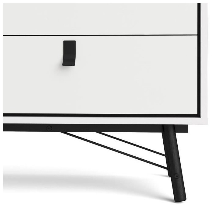 Armoire de chambre - Blanc et noir - 3 portes - Style moderne - L 150,