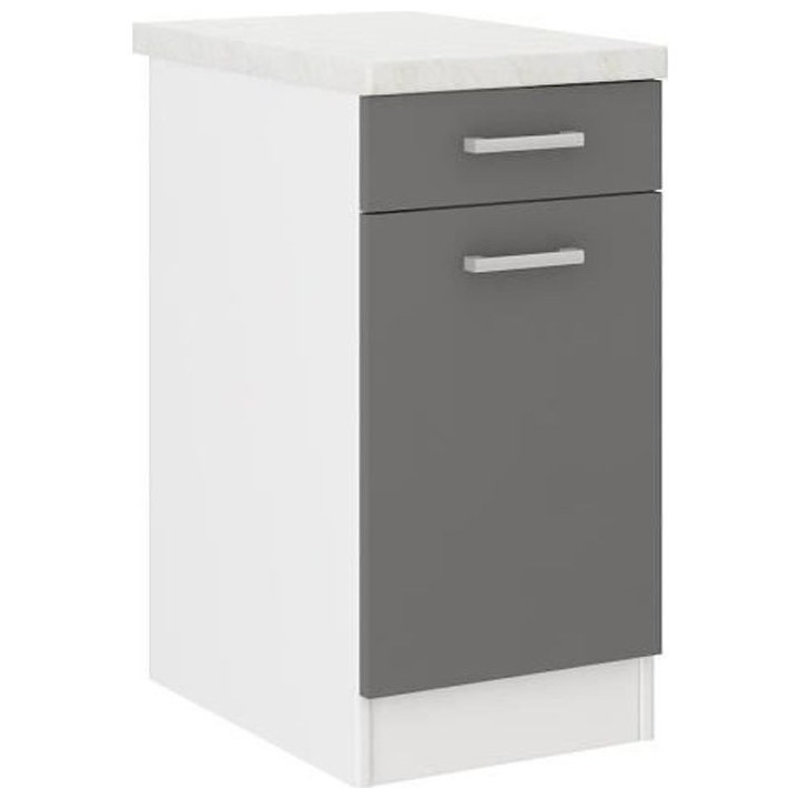 ULTRA Meuble bas de cuisine L 40 cm avec plan de travail inclus - Gris