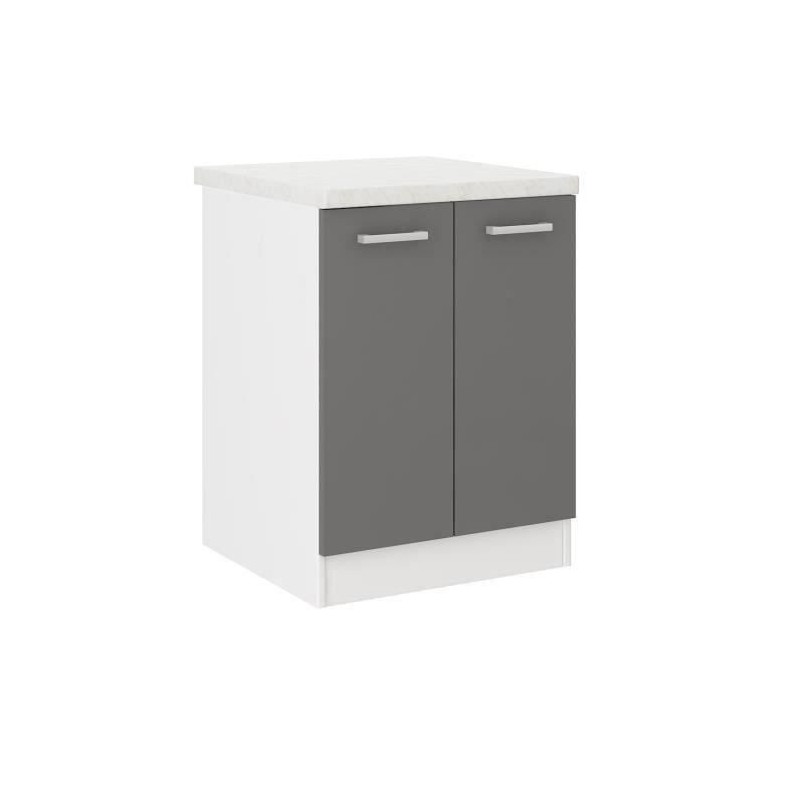 ULTRA Meuble bas de cuisine L 60 cm avec plan de travail inclus - Gris