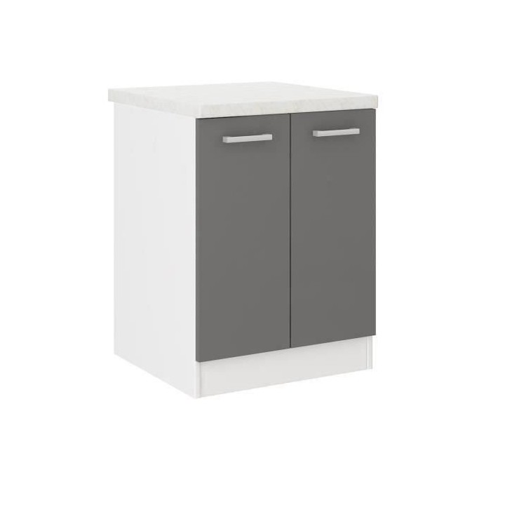 ULTRA Meuble bas de cuisine L 60 cm avec plan de travail inclus - Gris