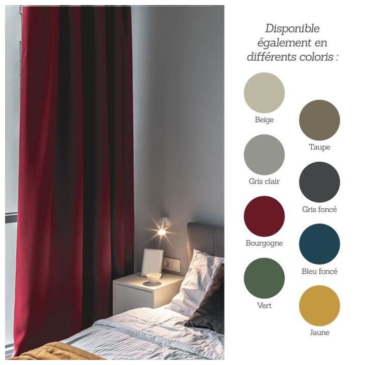 Rideau occultant Strong - 140 x 250 cm - Bordeaux