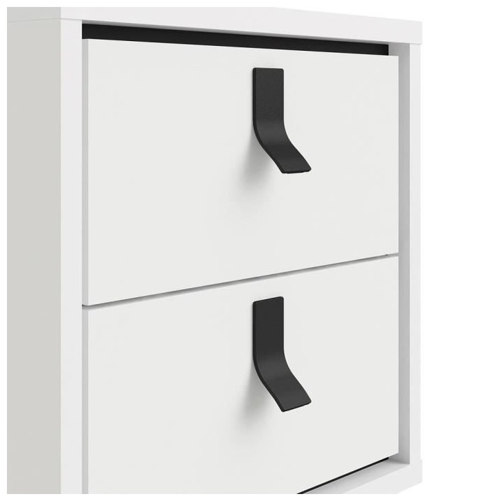TVILUM Chevet 2 tiroirs - Blanc et noir mat - L 43,3 x P 40,1 x H 59,6