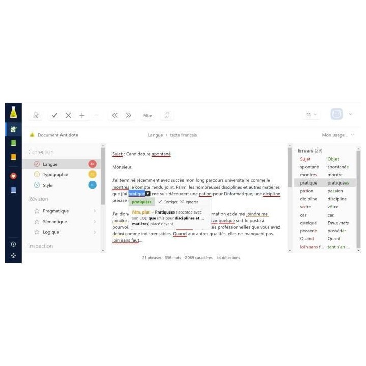 MYSOFT Antidote 11 - Correcteur, Dictionnaires, Guides - Pour le fran
