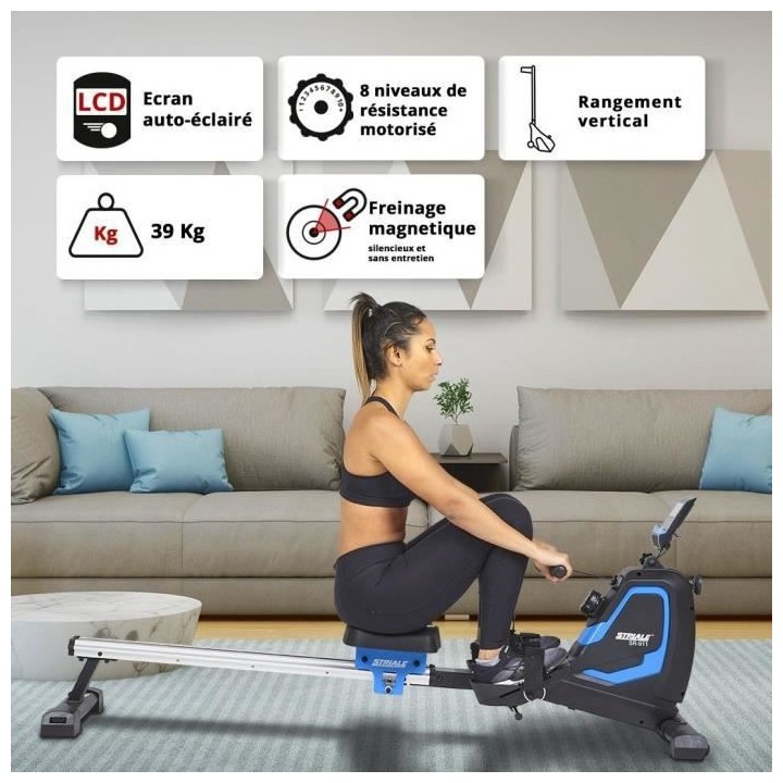 Rameur - Résistance magnétique a 8 niveaux - STRIALE - SR-911
