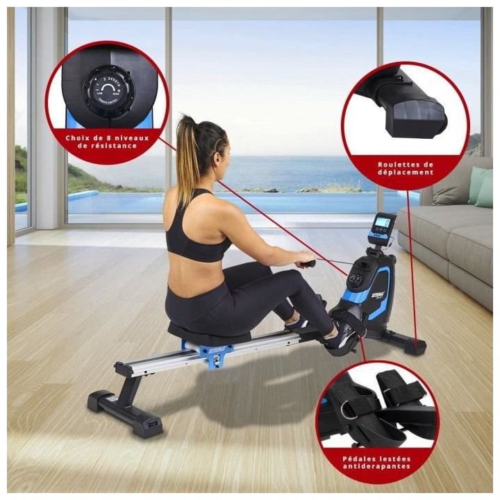Rameur - Résistance magnétique a 8 niveaux - STRIALE - SR-911