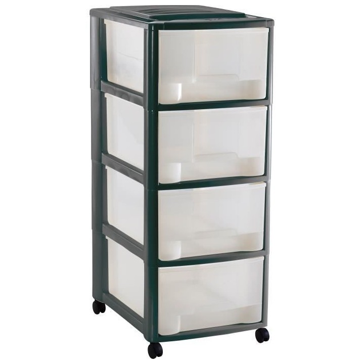 MHOME Tour de rangement A4 4 Tiroirs - Anthracite - L37 x P27 x H65 cm