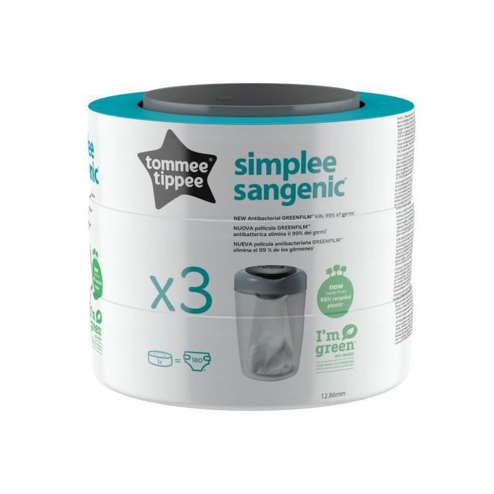 TOMMEE TIPPEE Lot de 3 Recharges de Poubelle a Couches pour Simplee Sa