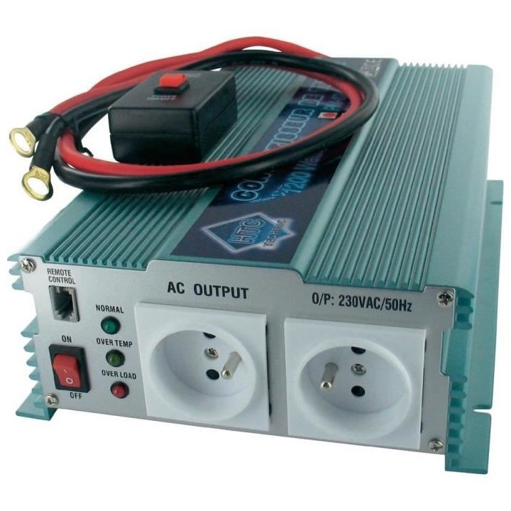Convertisseur Transformateur de Tension 12/220V 1200W avec Télécomma