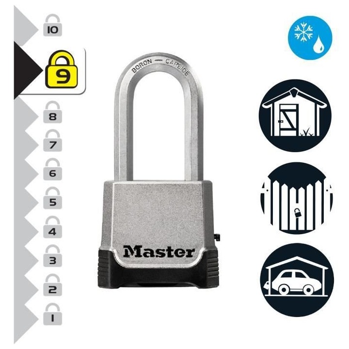 MASTER LOCK Cadenas Haute Sécurité [Combinaison et Clé] [Zinc] [Ans