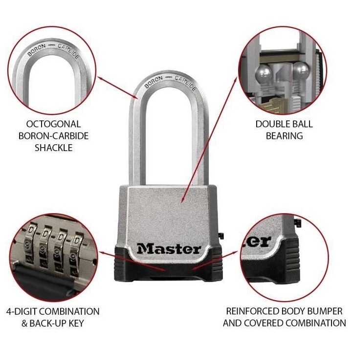 MASTER LOCK Cadenas Haute Sécurité [Combinaison et Clé] [Zinc] [Ans