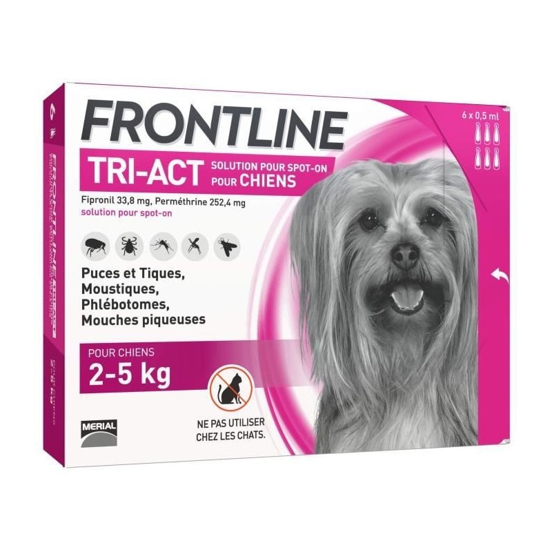 Frontline Tri-Act Chiens XS 2-5 kg 6 Pipettes