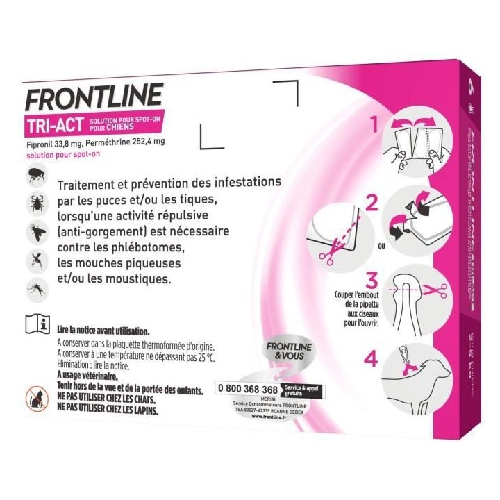 Frontline Tri-Act Chiens XS 2-5 kg 6 Pipettes