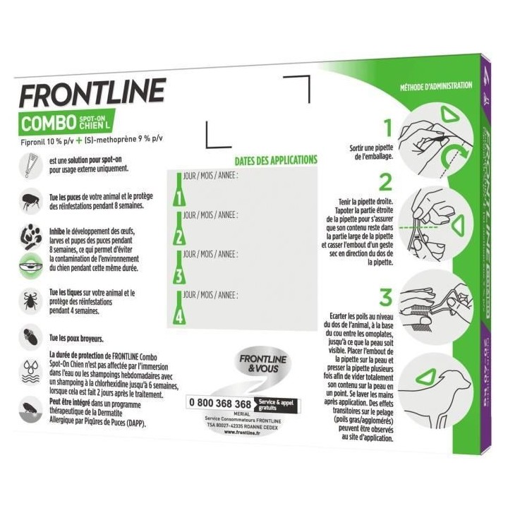 Frontline Combo Chien L 20-40 kg 4 Pipettes