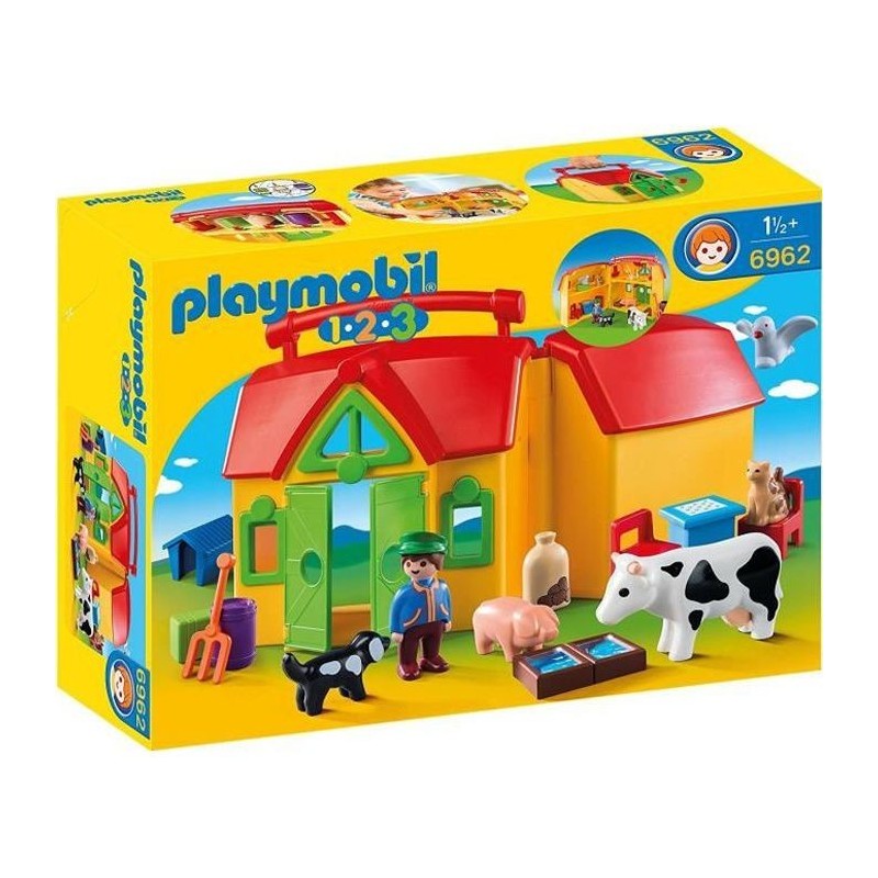 PLAYMOBIL - 6962 - PLAYMOBIL 1.2.3 - Ferme transportable avec animaux