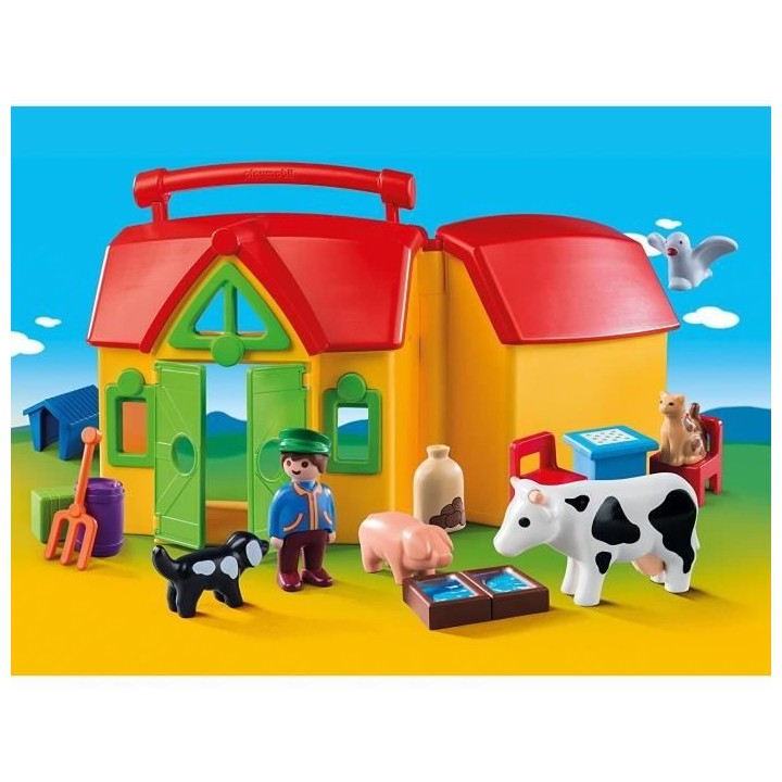 PLAYMOBIL - 6962 - PLAYMOBIL 1.2.3 - Ferme transportable avec animaux