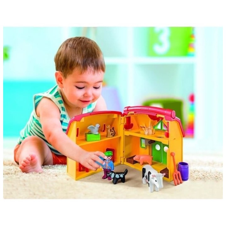 PLAYMOBIL - 6962 - PLAYMOBIL 1.2.3 - Ferme transportable avec animaux