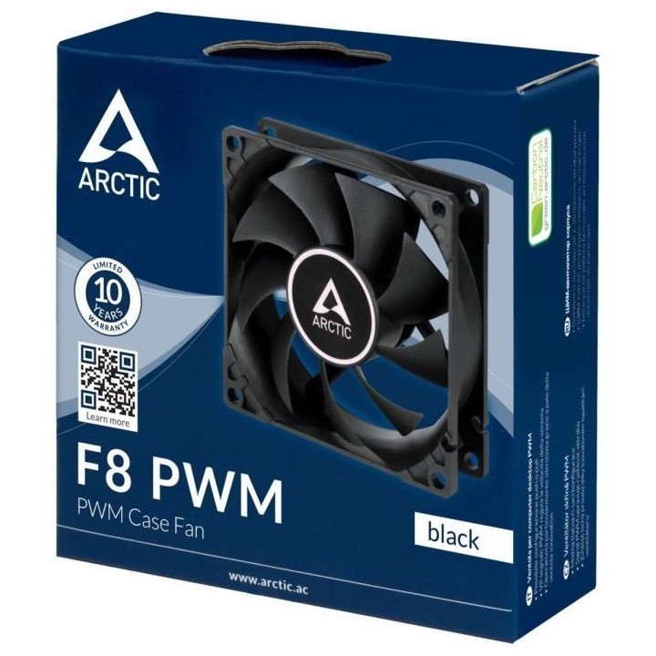 ARCTIC F8 PWM Noir - Ventilateur 80mm pour boitier PC