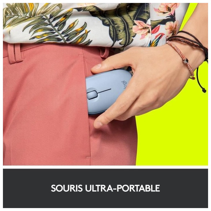 Souris Sans fil - LOGITECH - M350 PEBBLE - Clic Silencieux - Gris Bleu