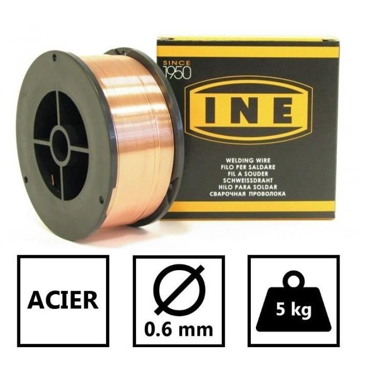 INE Bobine de fil a souder acier Mig-Mag Ø0,6 mm 5 kg