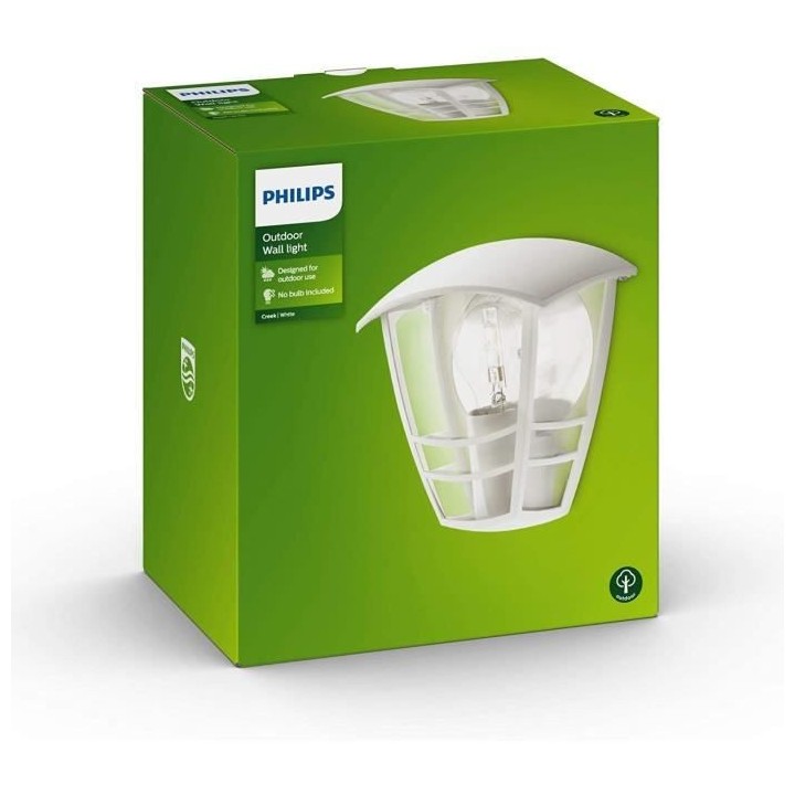 CREEK-Applique murale d'extérieur Métal H19,5cm Blanc Philips