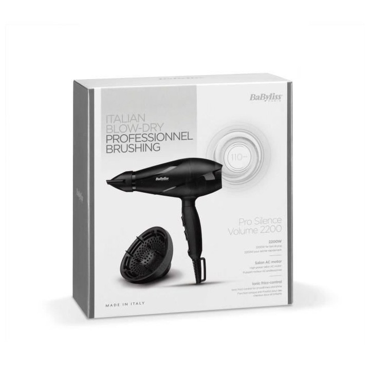 BaByliss - 6613DE - Seche-cheveux Pro Silence Volume 2200 Moteur AC Fa