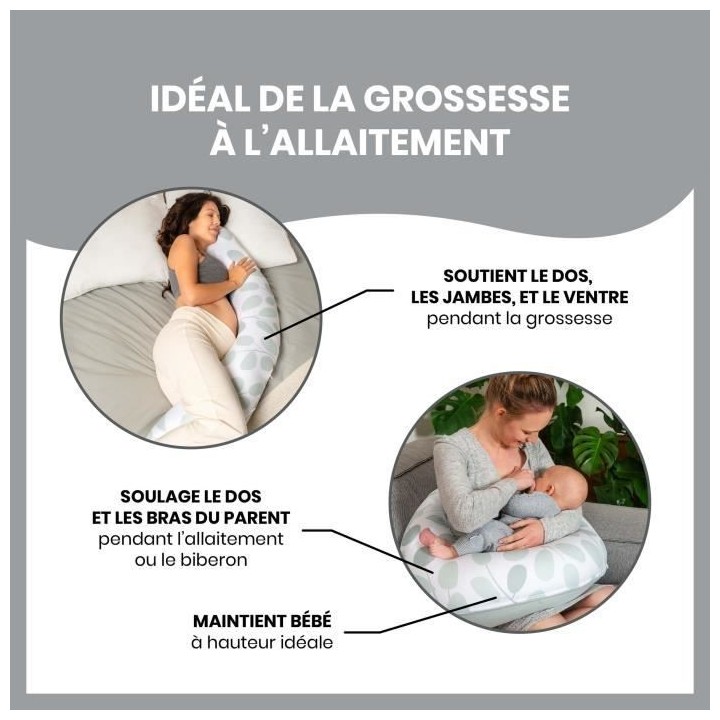 Babymoov Coussin de Maternité doomoo Buddy Leaves Aqua Green